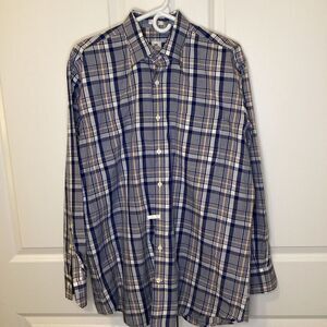 Mens Peter Millar Button up Dress‎ Shirt Blue orange white large